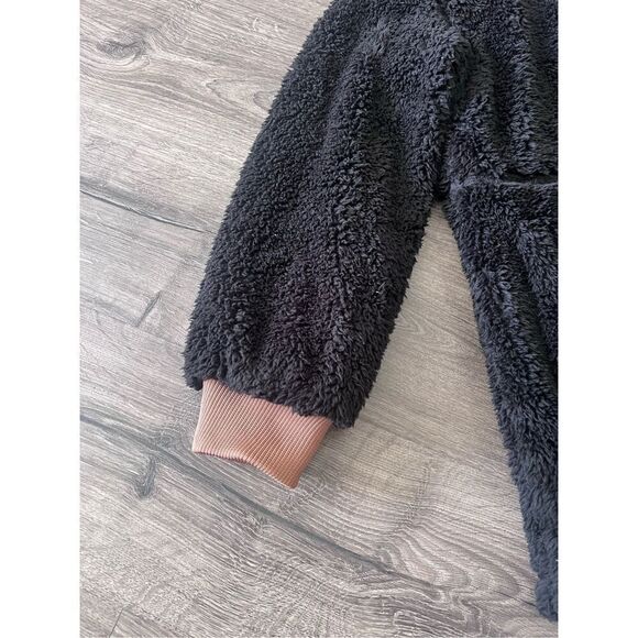 ZYIA Black Long Hooded Teddy Jacket size Small - Picture 4 of 7